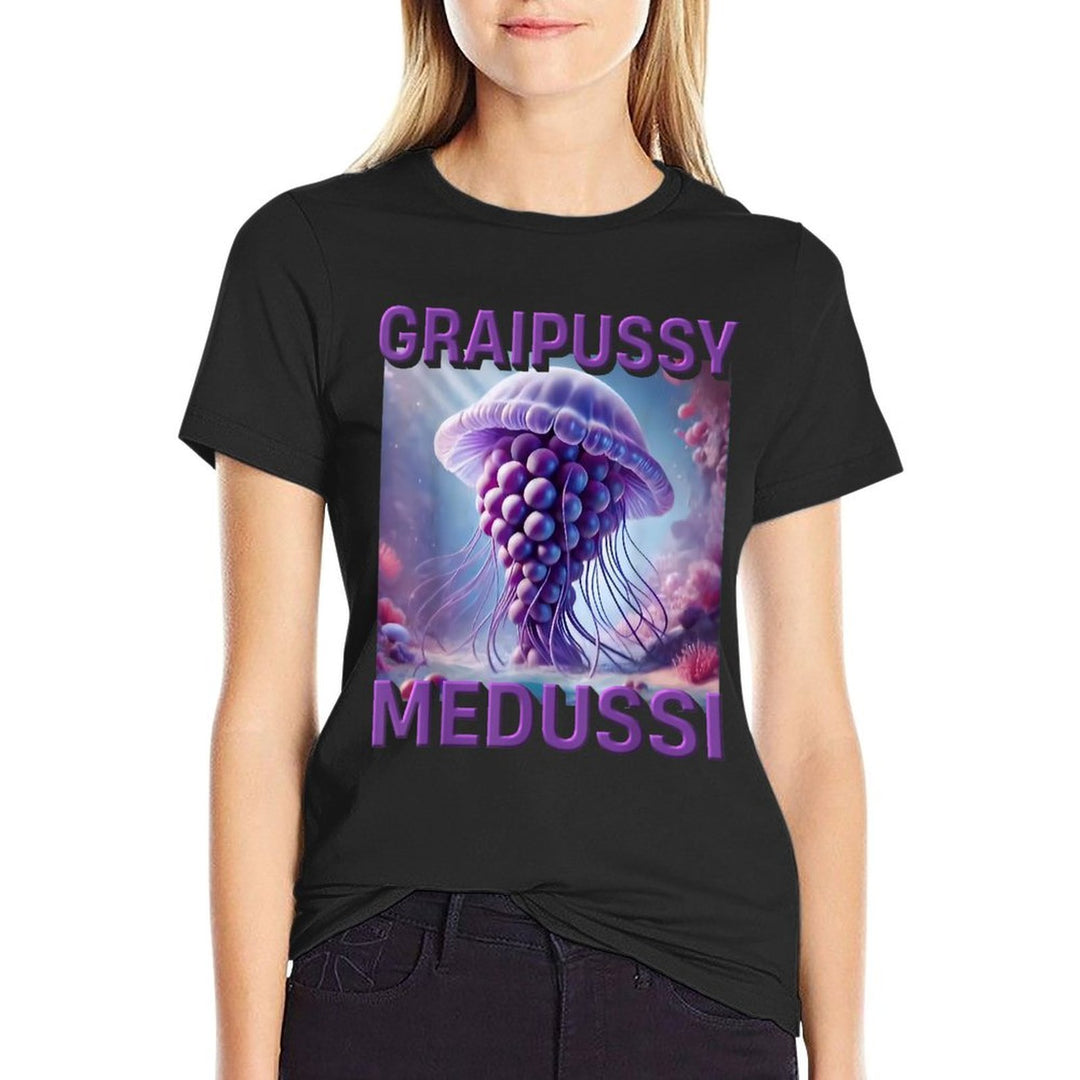 Graipussy Medussi Hilarious Meme Brainrot Italian Kids Joke  High-quality Stitching T-Shirt