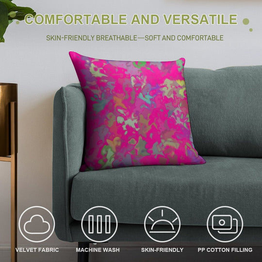 Fuchsia Print Soft Easy Maintenance Throw Pillow