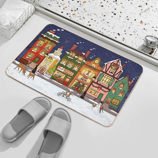 Christmas Whimsy  Easy To Clean Bath Mat