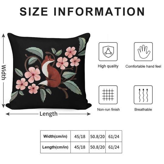 Fox in Cherry Blossoms Soft Warmth Comfort Throw Pillow