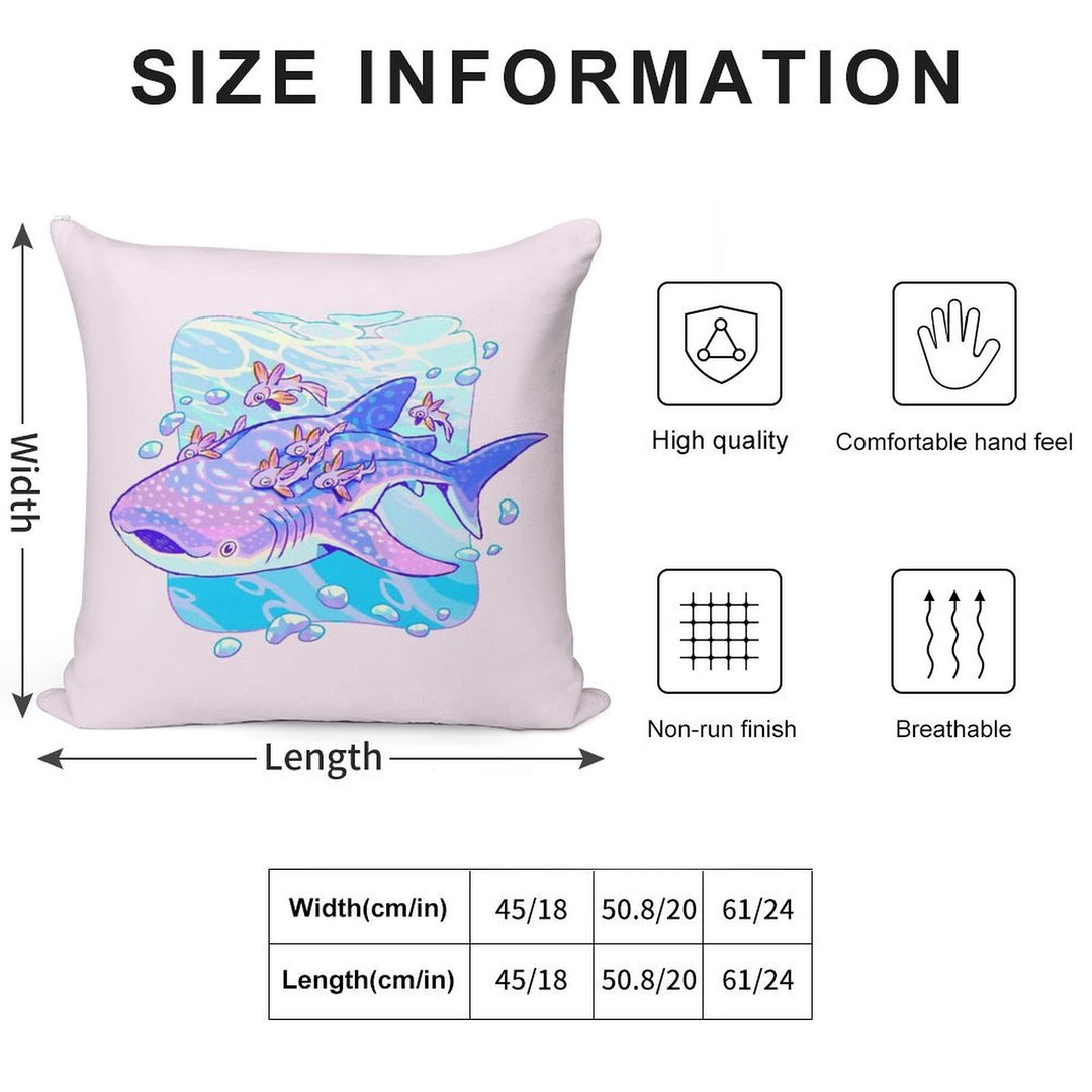 Whale Shark Anatomy Soft Hidden Zipper Throw Pillow