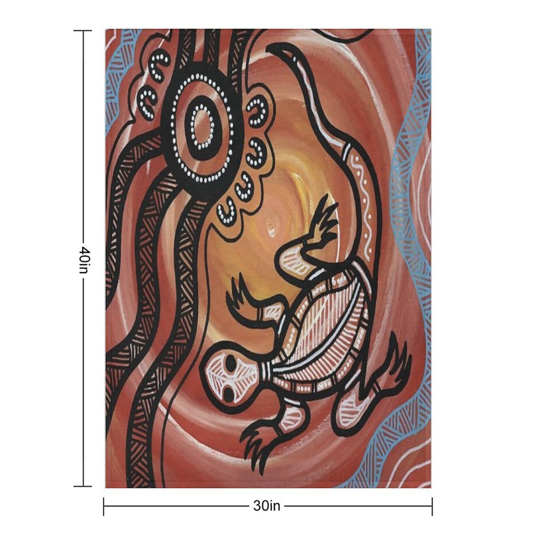 Authentic Aboriginal Art - Lizard Velvety-soft Throw Blanket