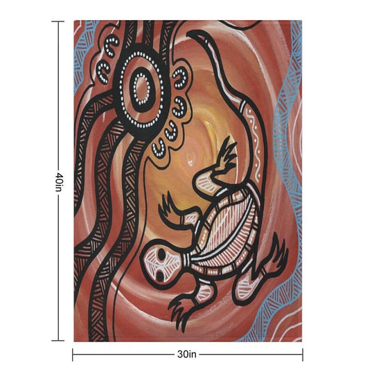 Authentic Aboriginal Art - Lizard Velvety-soft Throw Blanket