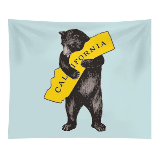 Vintage California Bear Hug Illustration Tapestry