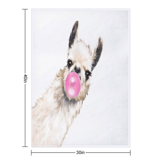 Sneaky Llama with Bubble Gum All-season Throw Blanket