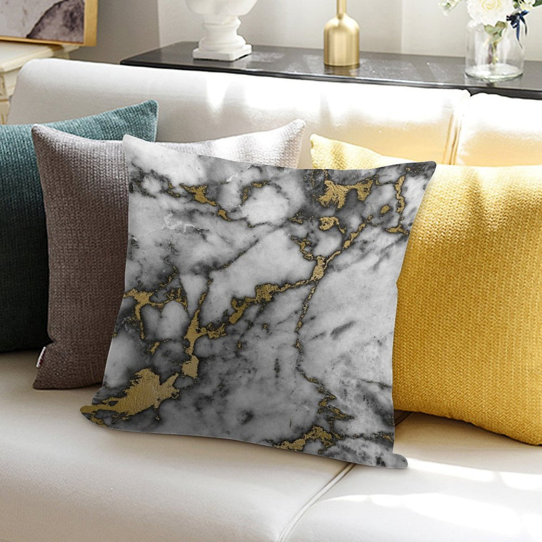 Grey Marble Gold Streaks Phone Case Cover Soft Warmth Comfort Throw Pillow