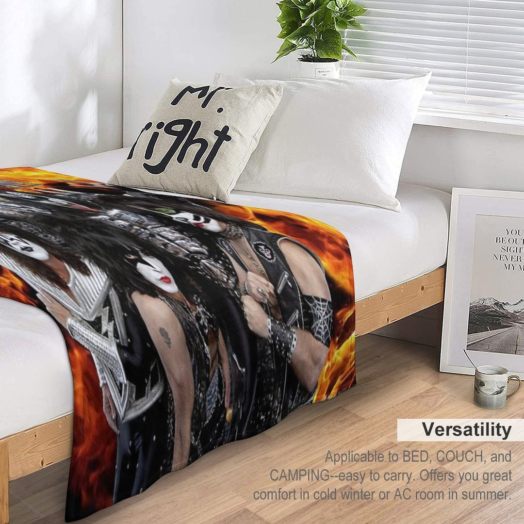 KISS with Logo And Band Shrink-resistant Throw Blanket