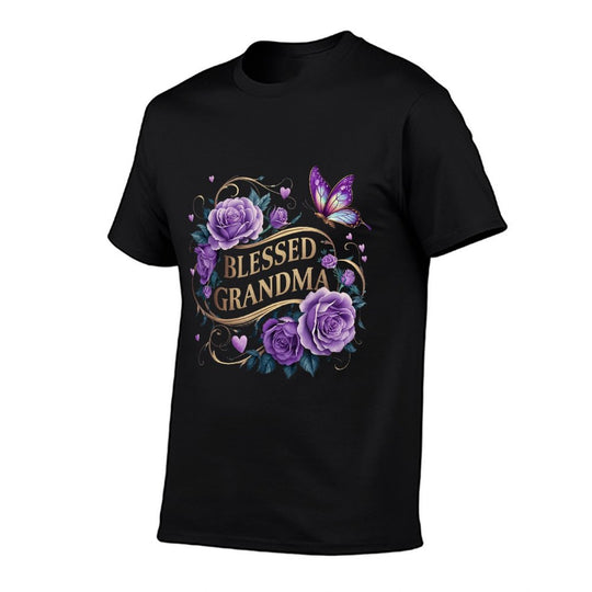 Blessed Grandma For Women Lavender Rose Butterfly  Moisture-wicking T-Shirt
