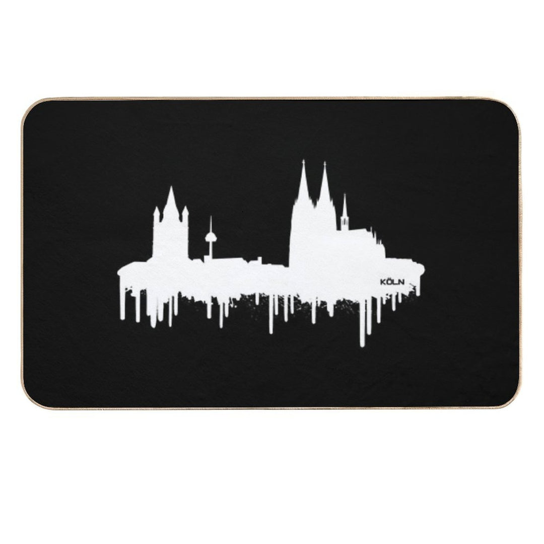 Cologne Skyline - Blur of Color(white)  Long-Lasting Bath Mat