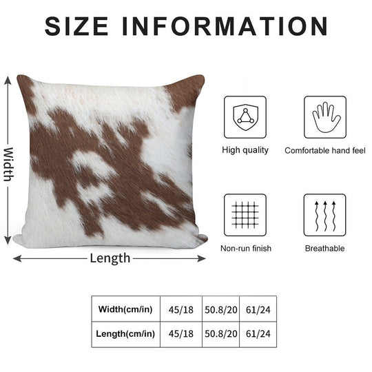 Cow Hide Dark Brown & White Soft Decorative Cover Throw Pillow