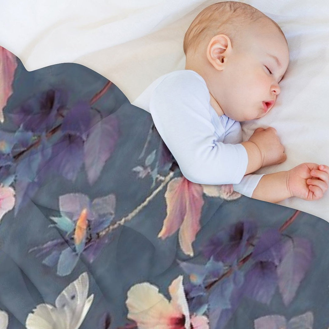 Butterflies And Hibiscus Flowers - A Painted Pattern Travel-friendly Throw Blanket