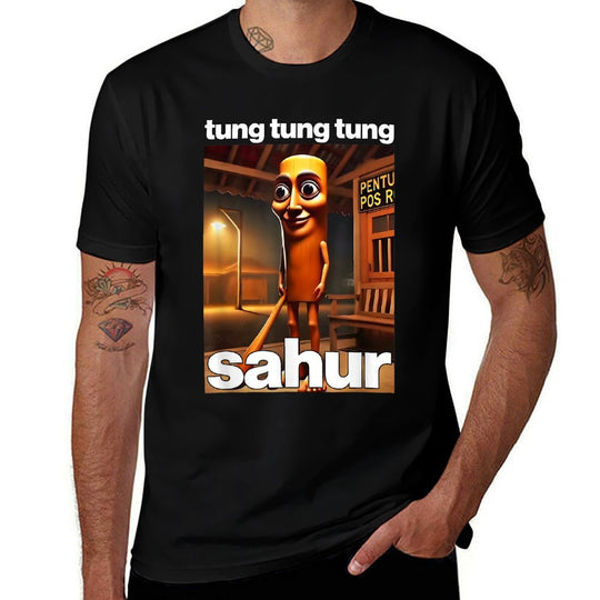 TUNG TUNG TUNG SAHUR Dank Meme Internet Funny 2025 Brainrot  Tagless Design T-Shirt