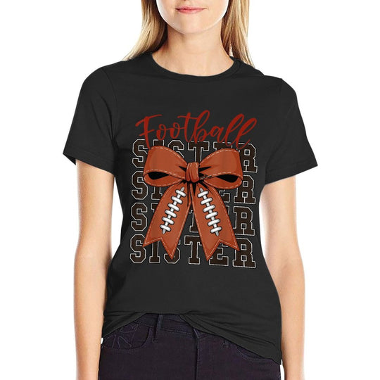 Youth Football Sister Coquette Bow Cuten Girl Game Day  Tagless Design T-Shirt
