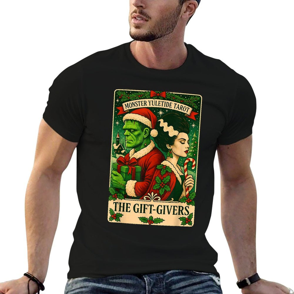Christmas Frankenstein And Bride The Lovers Tarot Card  Graphic-printed T-Shirt