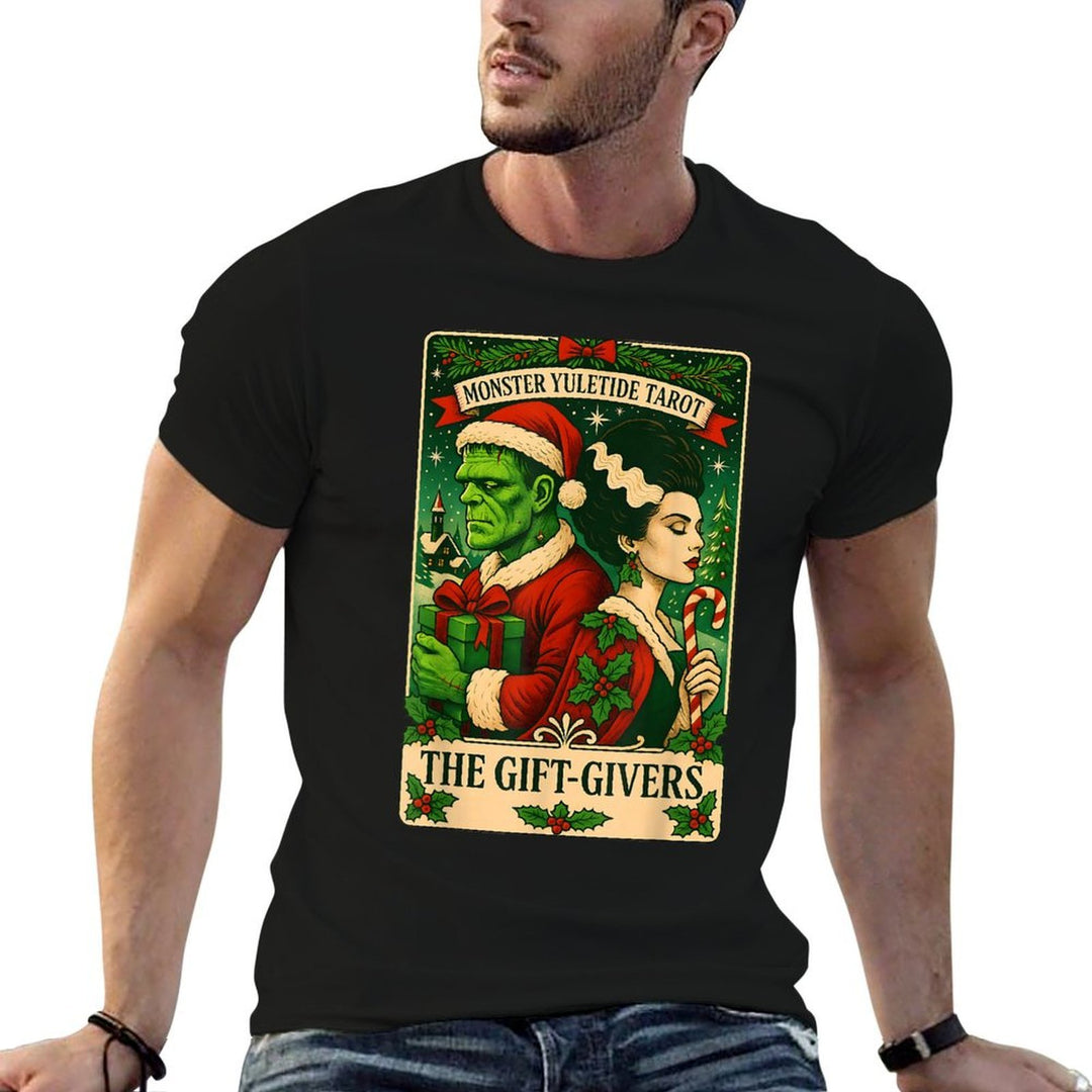 Christmas Frankenstein And Bride The Lovers Tarot Card  Graphic-printed T-Shirt