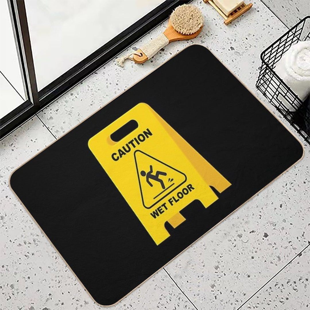 Caution Wet Floor Sign - Funny Slippery Surface Sign  Long-Lasting Bath Mat