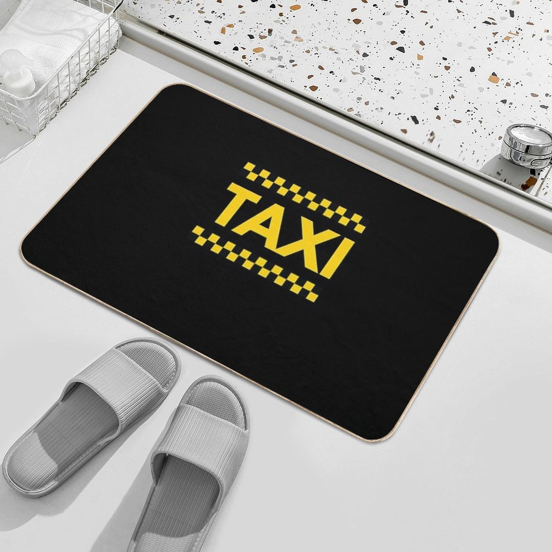 Taxi  Cabby - Lettering Yellow Checkered Black  Stain-Proof Bath Mat
