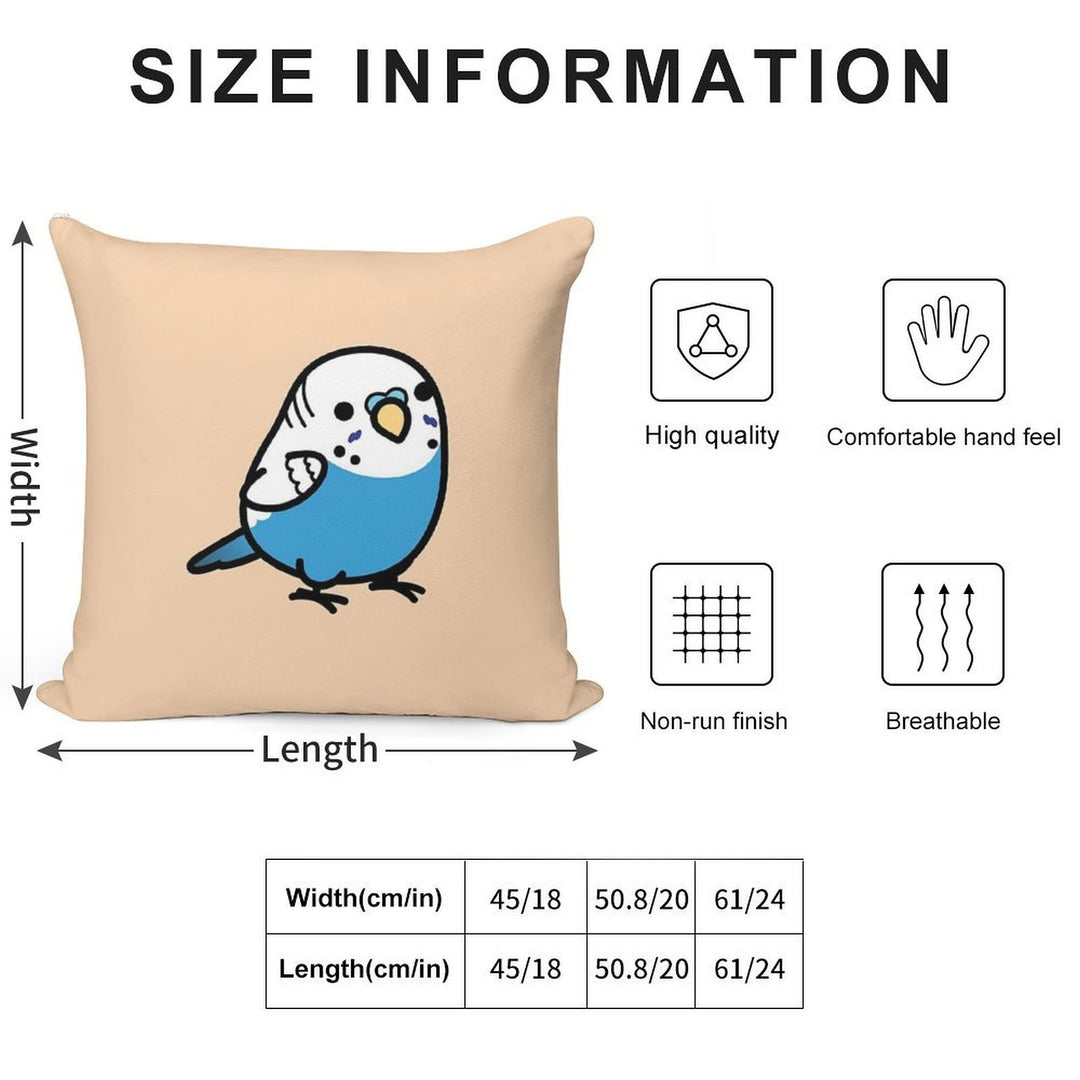 Chubby Blue Budgie - Male Soft Shrink-Resistant Throw Pillow