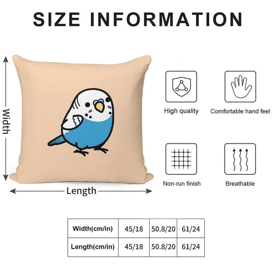 Chubby Blue Budgie - Male Soft Shrink-Resistant Throw Pillow
