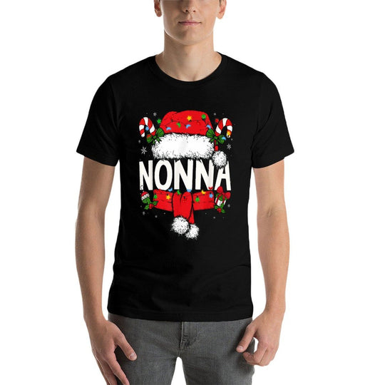 Nonna Christmas Pajama Santa Claus Family Matching Grandma  Heathered Texture T-Shirt
