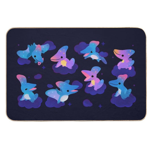 Pteranodon in The Night Sky  Fade-Resistant Bath Mat