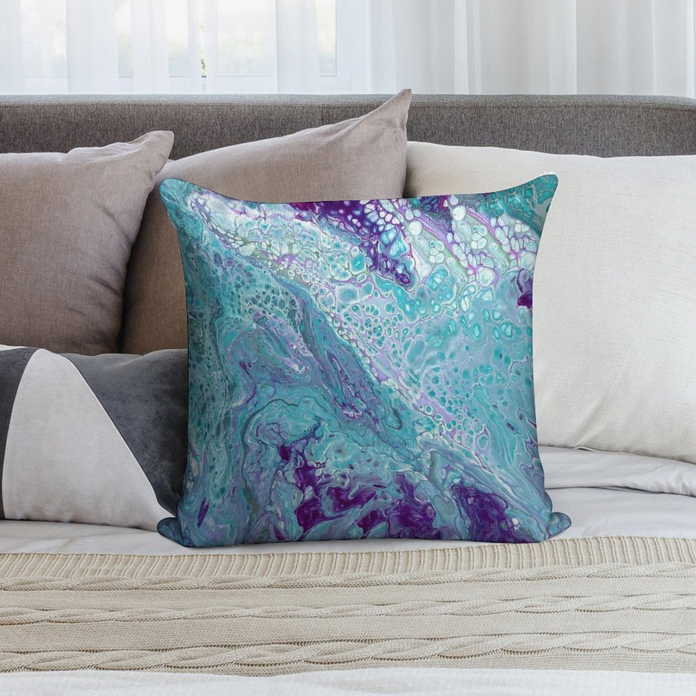 Turquoise And Purple Marble Soft Durable Construction Throw Pillow