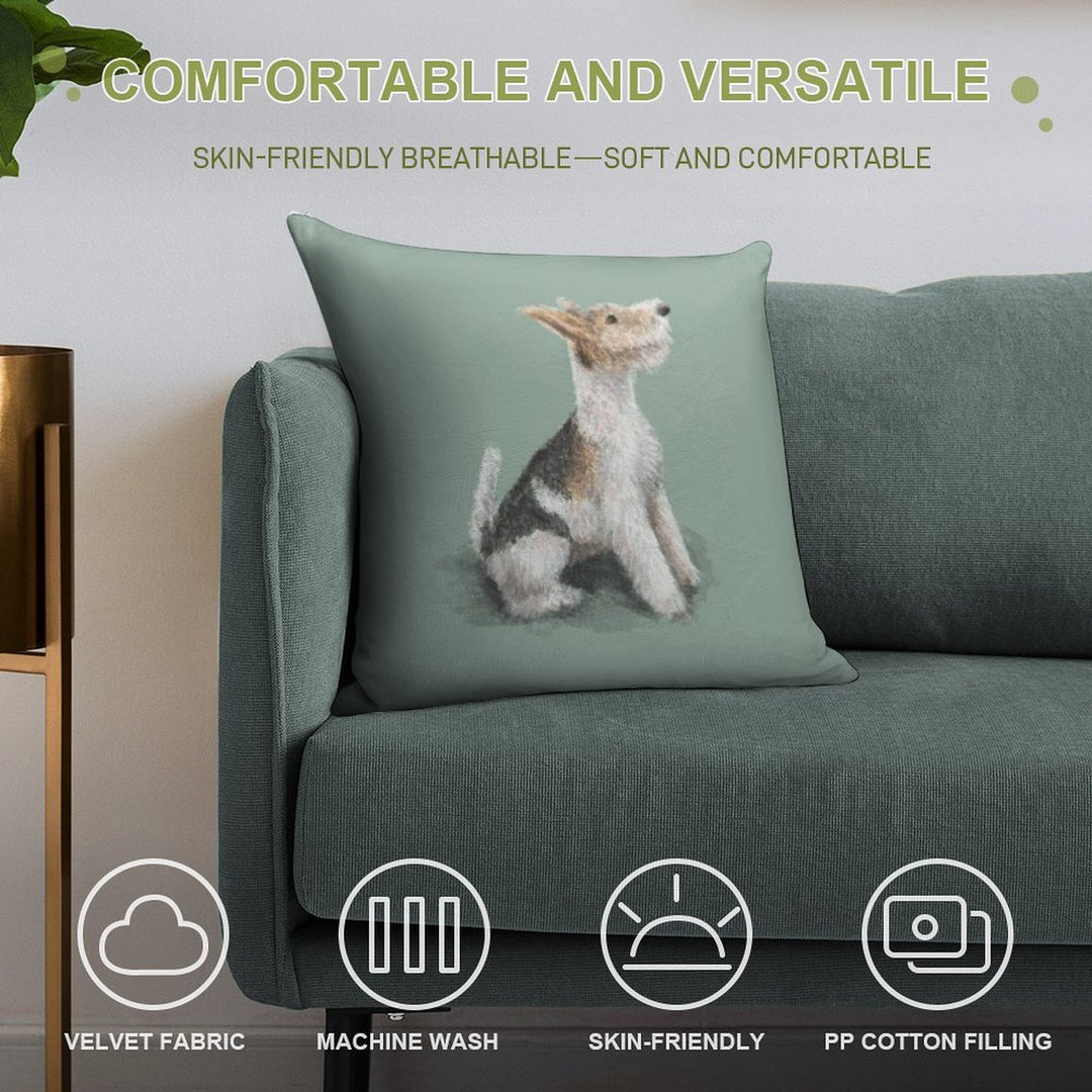 Erik The Fox Terrier Soft Hidden Zipper Throw Pillow