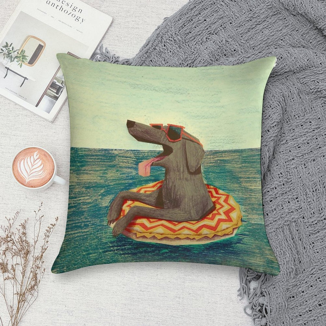 Relaxed Doggo Soft Washable Throw Pillow