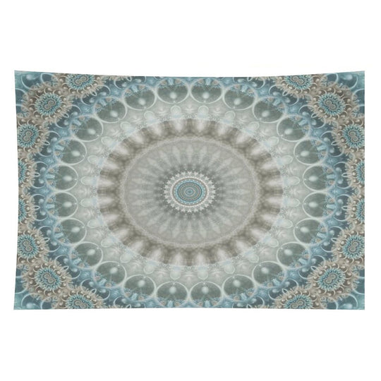 Dreamy Grey, Blue And Ivory Mandala Tapestry