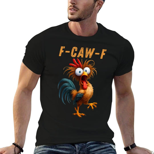 Funny F-Caw-F Chicken FCAWF Chicken  Ribbed Collar T-Shirt