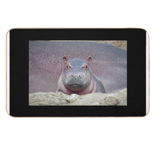 Baby Hippo Fritz at The Cincinnati Zoo  Easy Maintenance Bath Mat