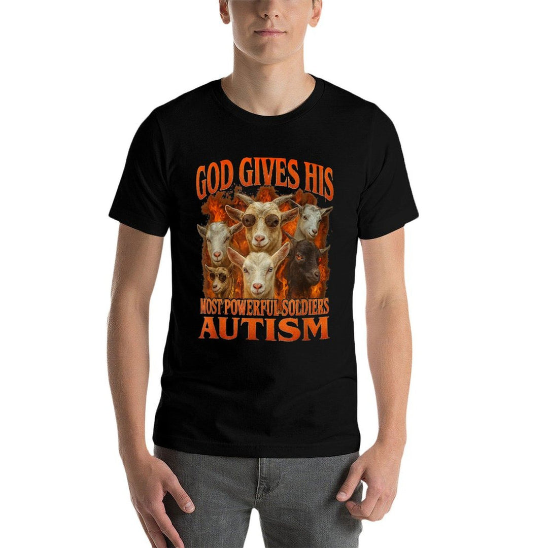 God Gives His Most Powerful Soldiers Autism Gen Z Meme Funny  Summer-ready Fabric T-Shirt
