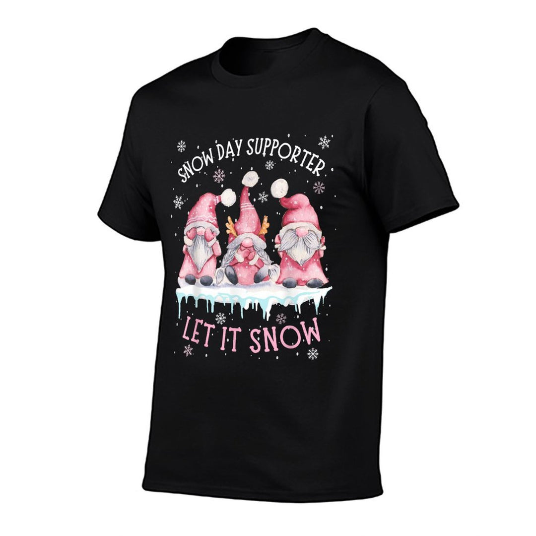 Snow Day Supporter Xmas Holiday Let It Snow Cute Three Gnome  Wrinkle-resistant T-Shirt