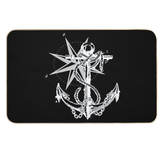 Anker Compass Design Maritime Nautical  Slip-Resistant Bath Mat