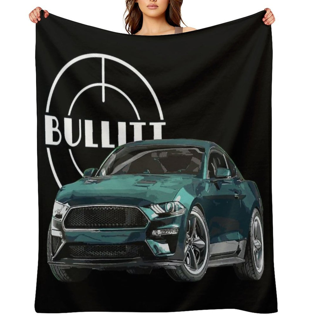 Bullitt Mustang GT 5.0L V8 Classic Steve Mcqueen Muscle Car Travel-friendly Throw Blanket