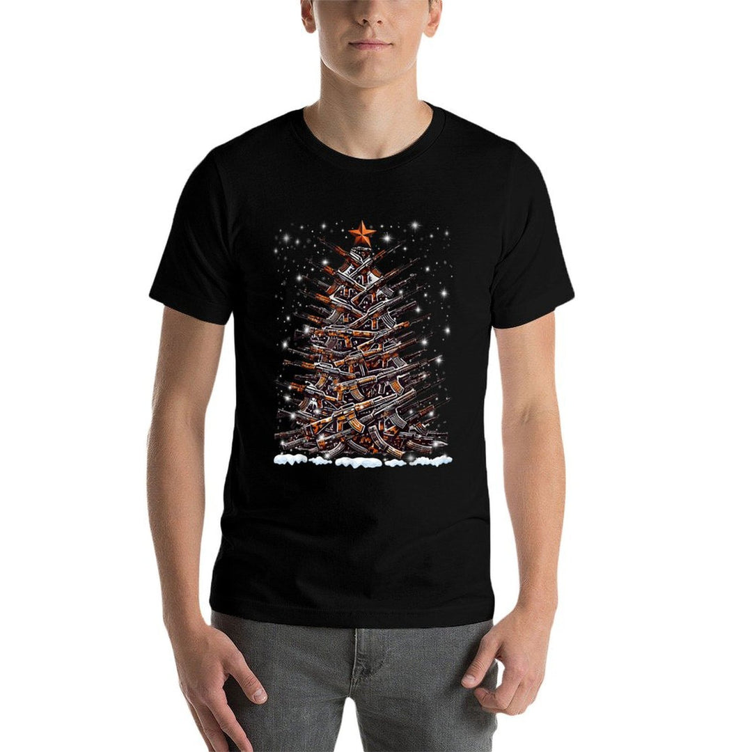 Guns Christmas Tree Funny Men Xmas 2024 for Gun Lover  Relaxed-fit T-Shirt
