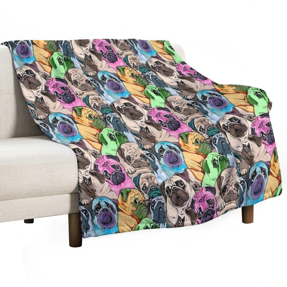 Color Pug Dog Durable Throw Blanket