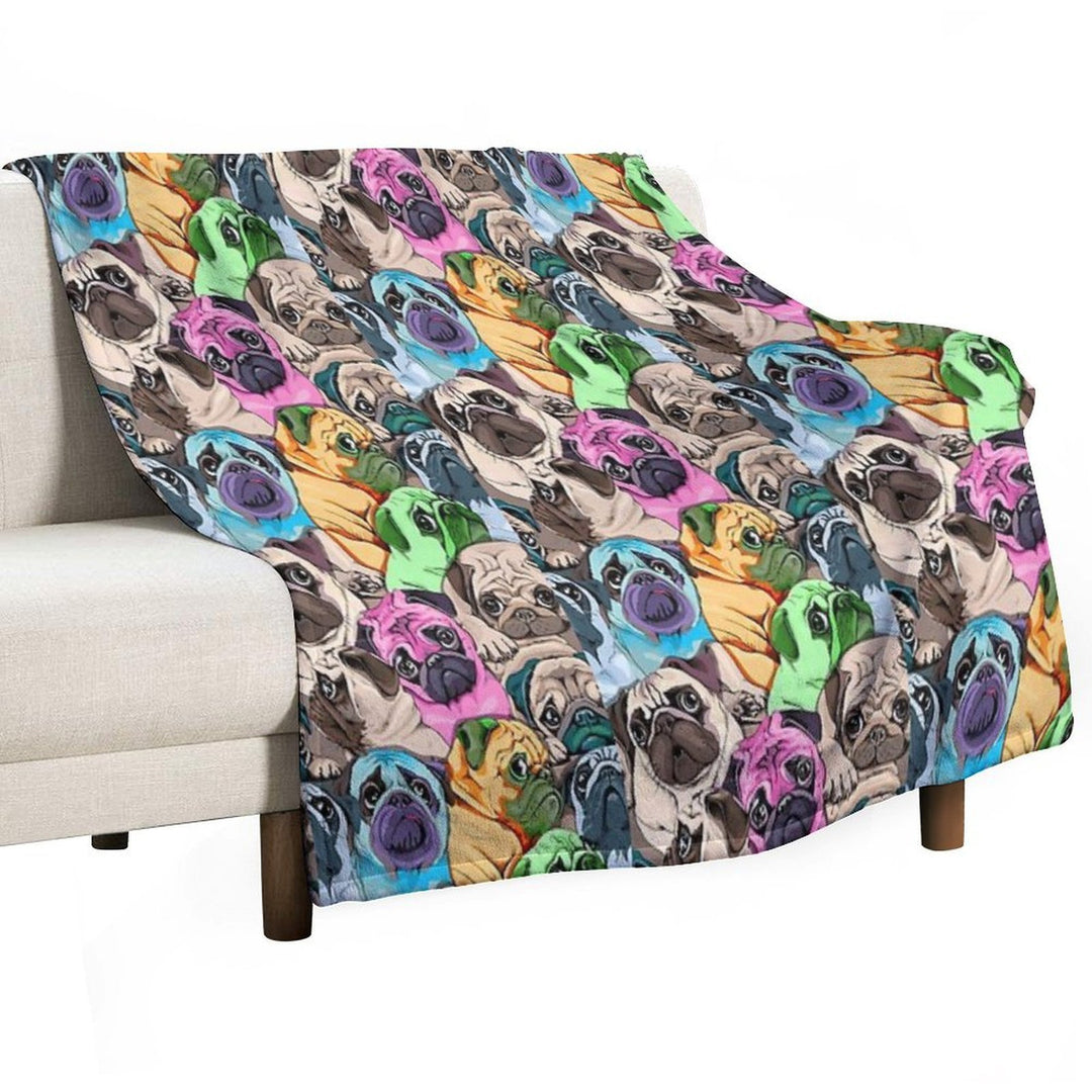 Color Pug Dog Durable Throw Blanket