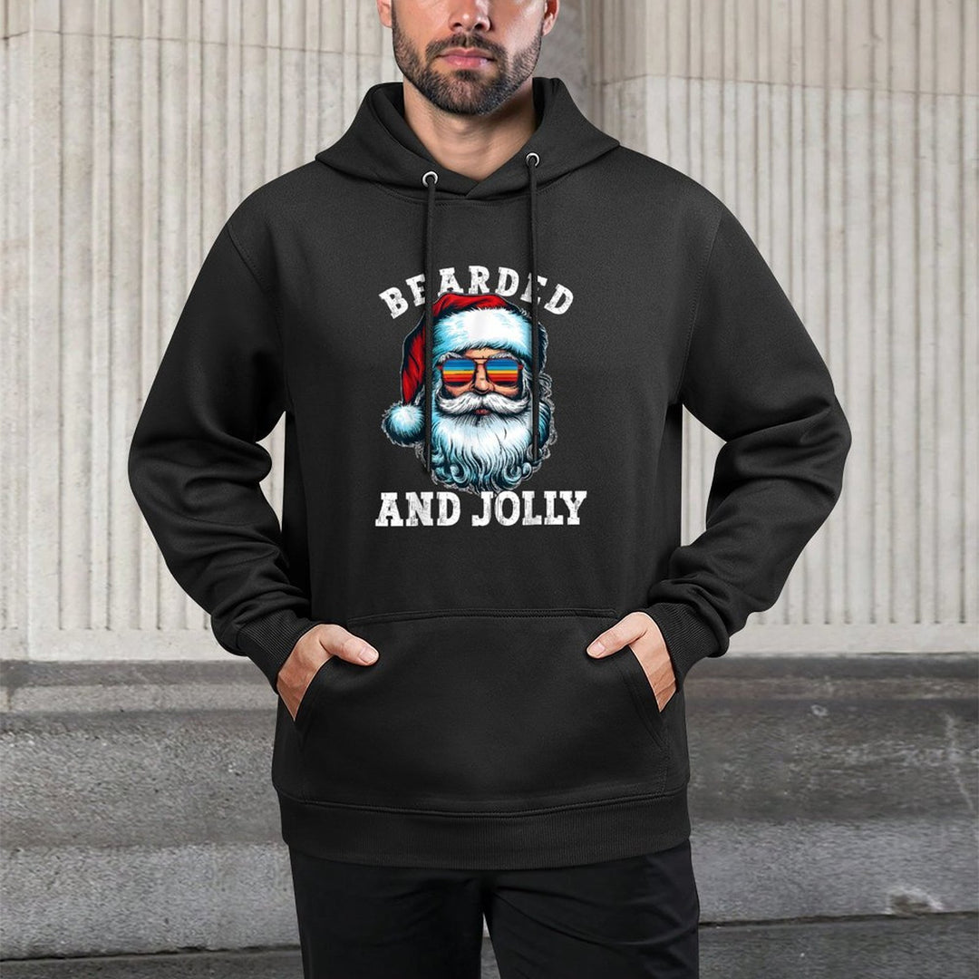 Vintage Mens Bearded And Jolly Gift Christmas For Men Versatile Streetwear Hoodie
