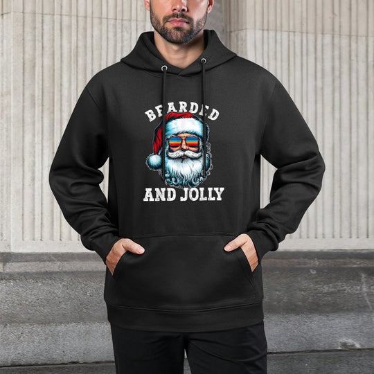 Vintage Mens Bearded And Jolly Gift Christmas For Men Versatile Streetwear Hoodie