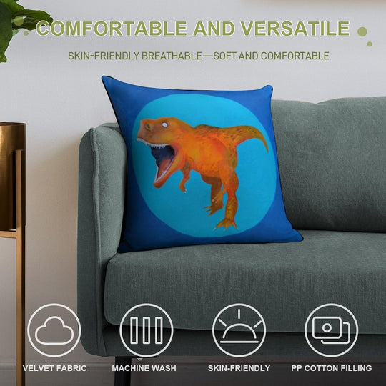 T-Rex Square Soft Reinforced Edging Throw Pillow