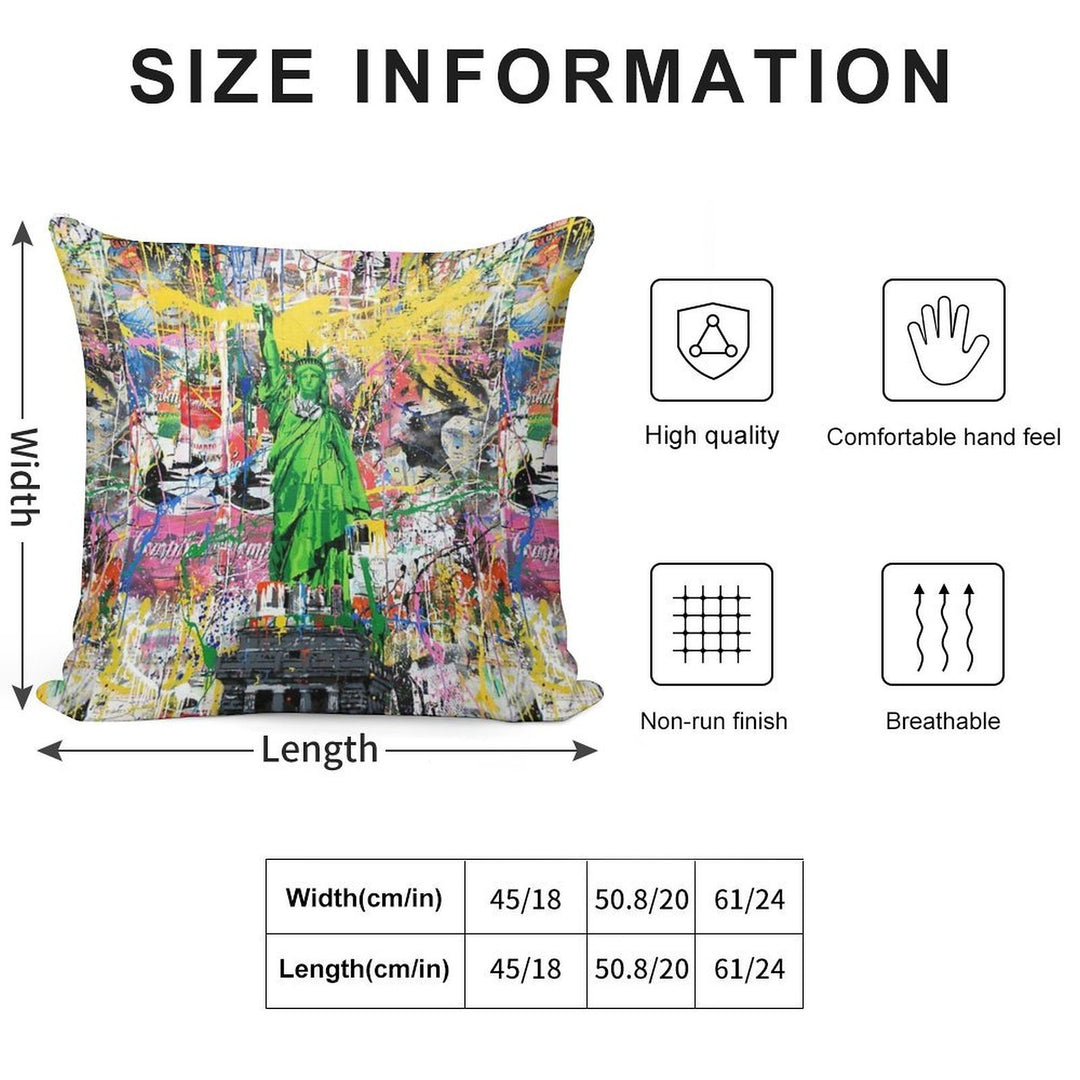 Statue Of Liberty Holding Paintbrush Pop Culture Street Art Mashup Soft Skin-Friendly Throw Pillow