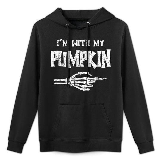 Im With Pumpkin Matching Couple Easy Costume Halloween Versatile Streetwear Hoodie