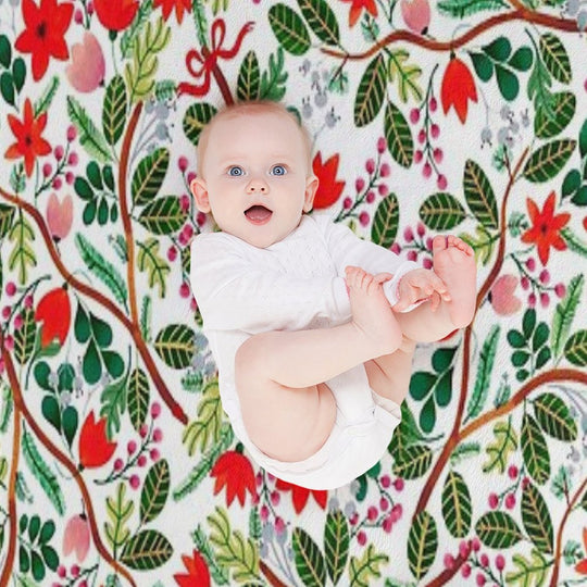 Christmas Floral Pattern Anti-pilling Throw Blanket