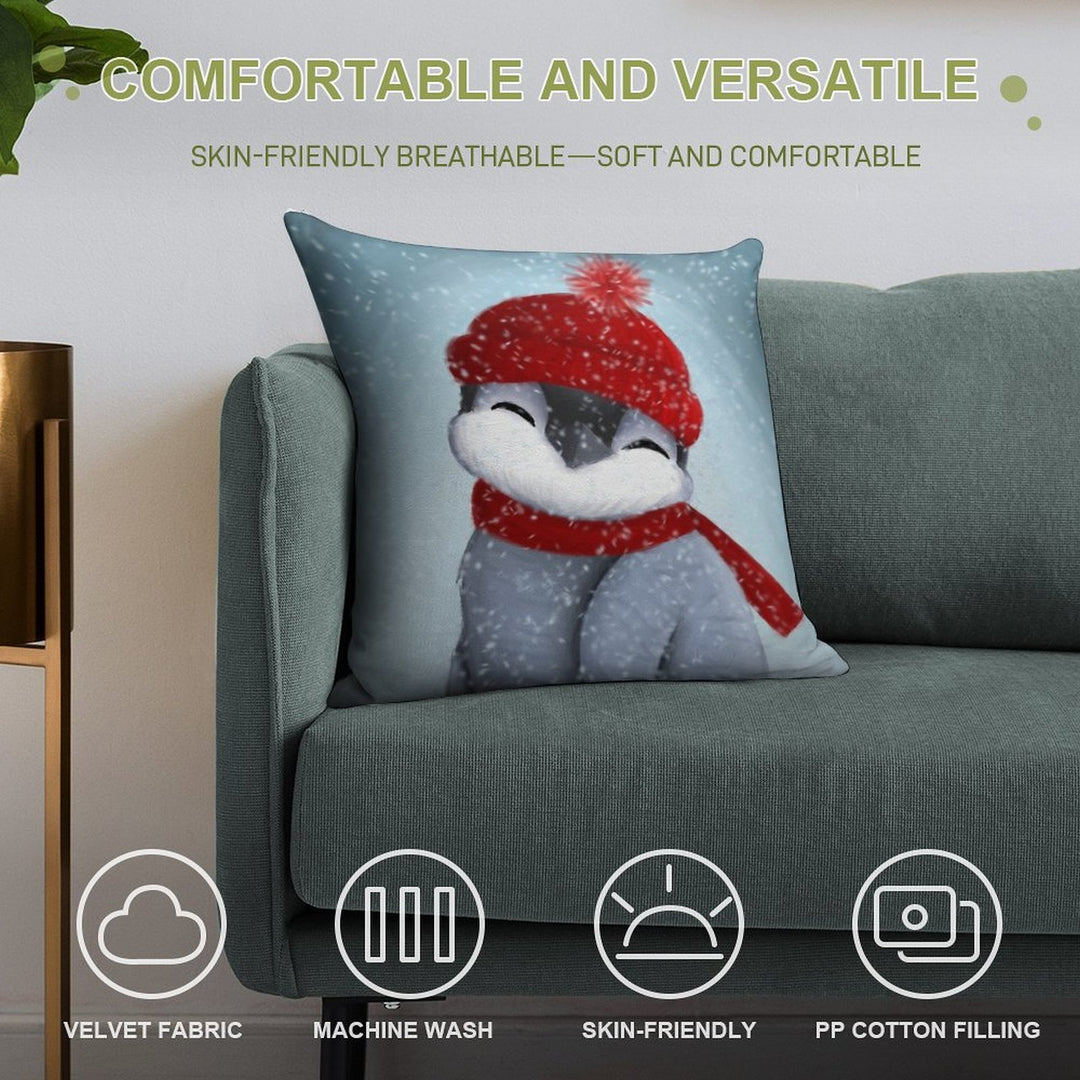 Baby Penguin Soft Reinforced Edging Throw Pillow