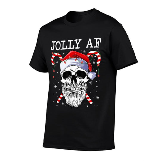 Jolly Af Christmas Skull Santa Hat Happy Xmas Holidays Retro  Lightweight T-Shirt