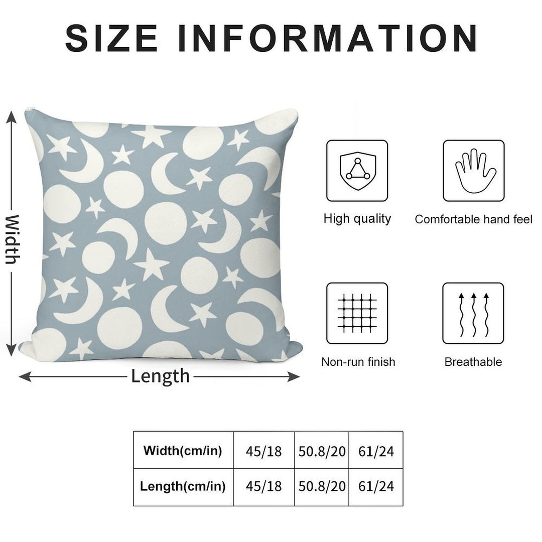 Scandi Style Moon And Stars Cream on Blue Soft Multiple Sizes Throw Pillow