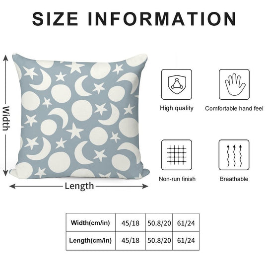 Scandi Style Moon And Stars Cream on Blue Soft Multiple Sizes Throw Pillow