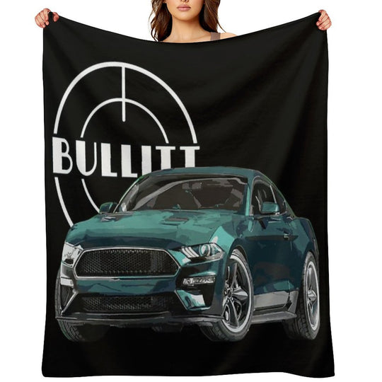 Bullitt Mustang GT 5.0L V8 Classic Steve Mcqueen Muscle Car Travel-friendly Throw Blanket