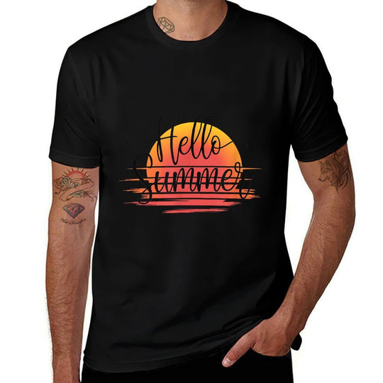 Hello Summer Welcome Summertime Sunset Vacation Men Women  Versatile T-Shirt